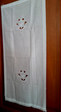 RIDEAU ANCIEN  BLANC BRODERIES