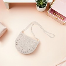  Sac bandoulière tissé main en coton – petit modèle semi-rond bohème, pochette à