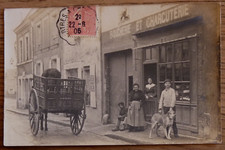 CHARTRES - BOUCHERIE ET CHARCUTERIE  DEVANTURE DE MAGASIN CARRIOLE CHEVAL, CHIEN