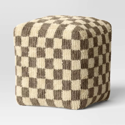 Checkerboard pouf cream - checkerboard,