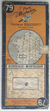 Carte touristique 79 Bordeaux - Montauban Michelin Carte au 200 000 Année 1945