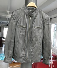 BLOUSON CUIR NOIR TAILLE 42 -