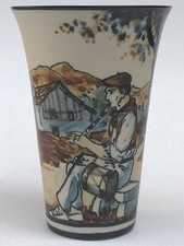Superbe ancien VASE ou VERRE en GRES signé MOREAU R.F CIBOURE Musicien basque