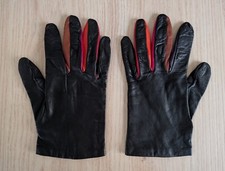 Paire de Gants femme JB Guanti Taille 8 Cuir Noir et couleurs Made in Italy  TBE