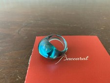 Bague galet bleu ciel en cristal de Baccarat taille 52 