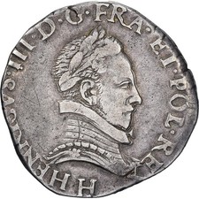 France, Henri III, Teston, 4e type au col plat, 1576, La Rochelle, Argent, TTB