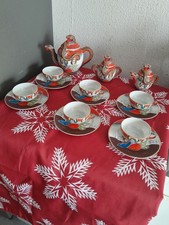 Service à thé japonais en porcelaine Satsuma 15 PIÈCES Signé 