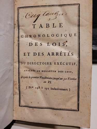 Table chronologique des lois - chronologique,