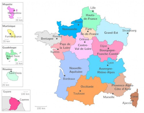 Carte ecole régions - carte, a4