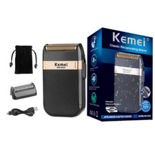 Kemei — Rasoir Électrique Sans Fil et à Double Lame Waterproof, Machine de Coiff