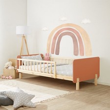 Cadre de lit enfant 90x200 en bois rouge lit bébé sommier à lattes Homestyle4u