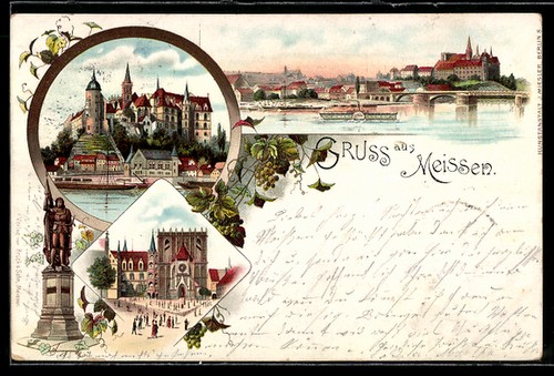 Lithographie meissen paquebot - lithographie,
