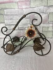 Range bouteille - casier support en fer forgé vintage décoration feuilles fleurs