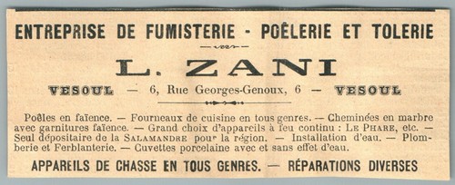 1907 vesoul zani fumisterie - zani,
