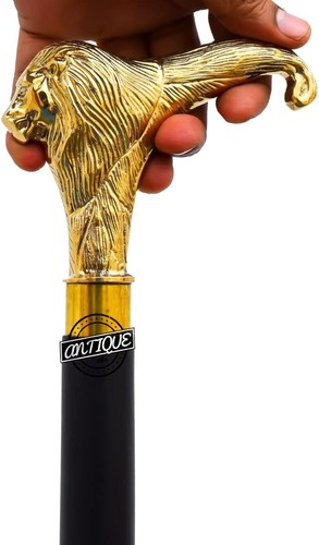 Bois marche canne - marche, lion