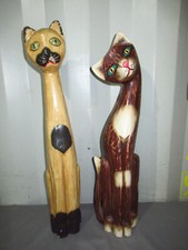 2 CHATS VINTAGES EN BOIS