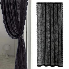 Rideaux en filet à fleurs noires, en Voile, draperie élégante, panneau de