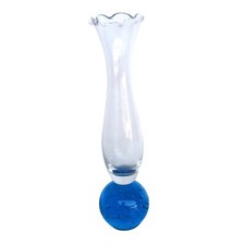 ANCIEN VASE SOLIFLORE TULIPIER PIED SULFURE BLEU BULLE