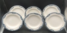 N2/ 6 ASSIETTES CREUSES ANCIENNES D 24,5 cm FAIENCE DE SALINS JUMIEGES BLEU 1900
