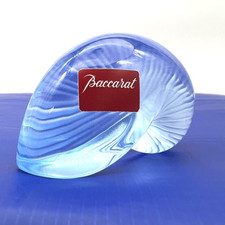 Presse-Papier en Cristal Baccarat Modèle Nautilus Coquille Bleu Vintage 6cm