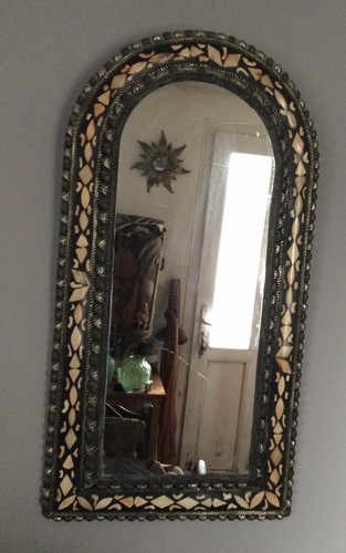 Miroir oriental bois métal - mÉtal, os