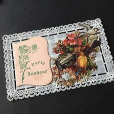 Carte Postale Dentelle Gaufrée Chromos Hirondelle CPA Ancienne Post Card