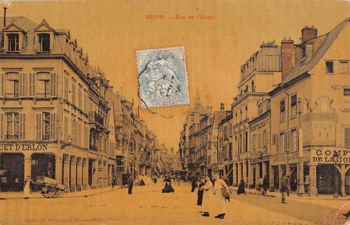Cpa reims rue de - rue, l'etape