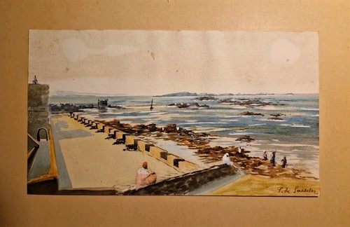 Aquarelle dessin vue port - dessin,