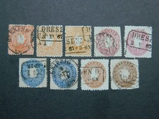 Lot timbres anciens Saxe Allemagne Scott 16 16a 17 18 19 19a Briefmarken Sachsen