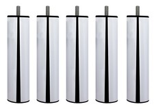 LOT DE 5 PIEDS DE SOMMIER TAPISSIER ET DE LIT ACIER CHROME 20 CM