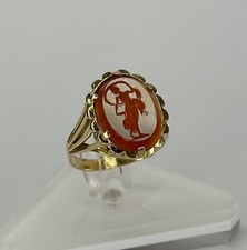 Belle Bague en Or Jaune 18 K / Intaille sur Agate / Réf MP2611
