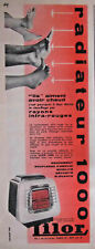 PUBLICITÉ DE PRESSE 1956 LILOR RADIATEUR 1000 CHAUFFAGE PAR RAYONS INFRAROUGES