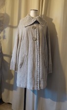 DEVERNOIS Manteau veste ample maille 51% laine chiné gris T 48 bon état