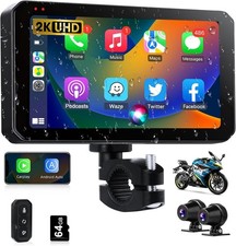 Moto Carplay Android Auto sans Fil, écran 5,5", 2K, 2xDashcam, IP67, 64G-T, MT55