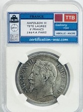 NAPOLEON III TETE LAUREE 5 FRANCS 1869.A PARIS