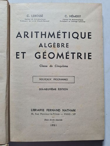 Arithmétique algèbre - , et