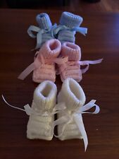 Layette Bébé Chaussons Fait Main Naissance - La Paire blanc ou bleu ou rose