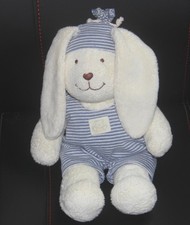 doudou lapin blanc rayé bleu   the baby collection nicotoy