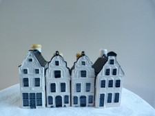 Lot de 4 maisons Blue Delft de
