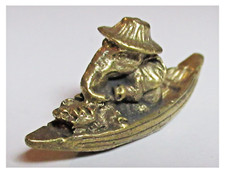 Figurine Ganesh éléphant sur pirogue amulette collection bronze