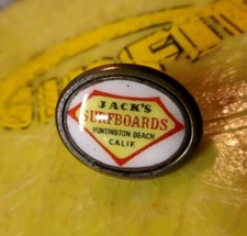 Vintage Huntington Beach Jacks Surfboards Surf City California Enamel Clip NOS