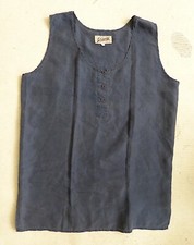 Chicorée Pura Seta chemisier sans manches gilet débardeur pure soie bleu S