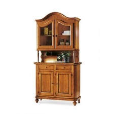 Vitrine Garde-Manger Armoire en Verre 2 Portes Art Pauvre Napolitaine Noyer Dark