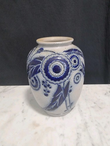 Vase grès émaillé bleu - vase,