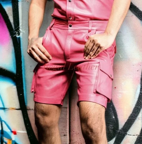 Short cuir rose six - short, en