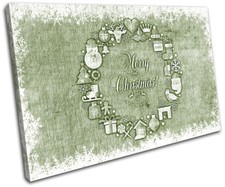 Christmas Decoration Wall Canvas ART Print XMAS Picture Gift Hessian 13 Green Ch