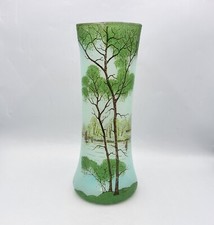 Grand vase en verre soufflé émaillé à décor lacustre d’Été de Legras début XXème