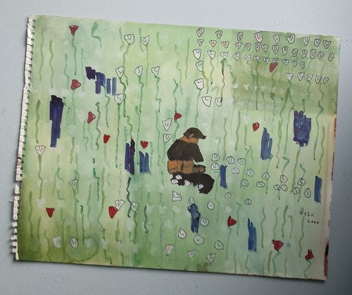 Aquarelle art brut homme - aquarelle,