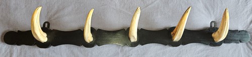 Ancienne patère bois noirci - , 5