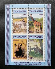 TIMBRES ANIMAUX DIVERS : TANZANIE 1986 BLOC FEUILLET N° 47** SANS CHARNIERE TBE